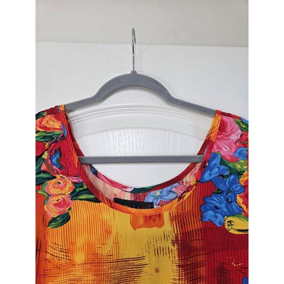Jams World Tropical Floral Print Rayon Midi Colorful Retro Sundress, Size Medium - Picture 3 of 12